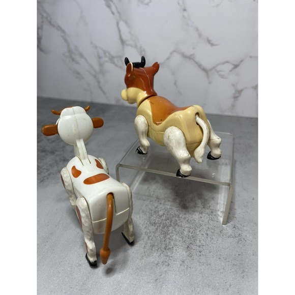 Vintage Fisher Price Little People Lot of 2 Farm Posable Cows Replacements - Picture 3 of 10